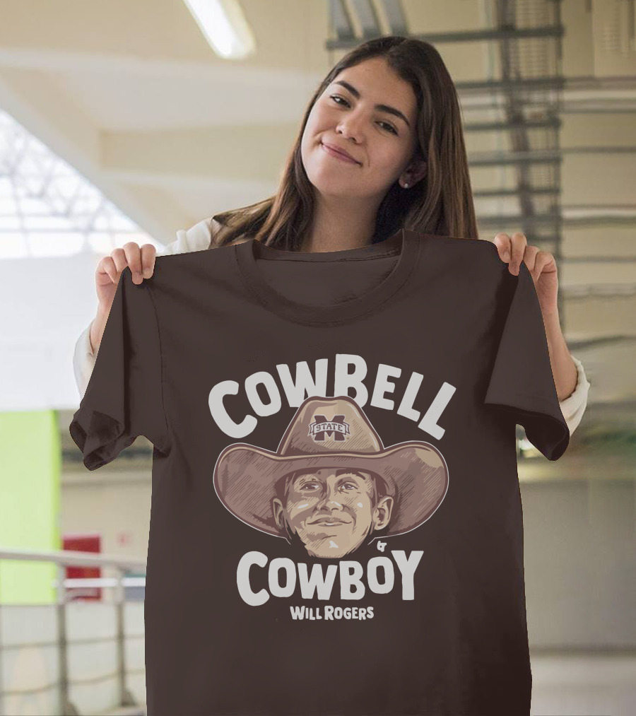 Mississippi State M State Cowbell Cowboy Will Rogers T-Shirt
