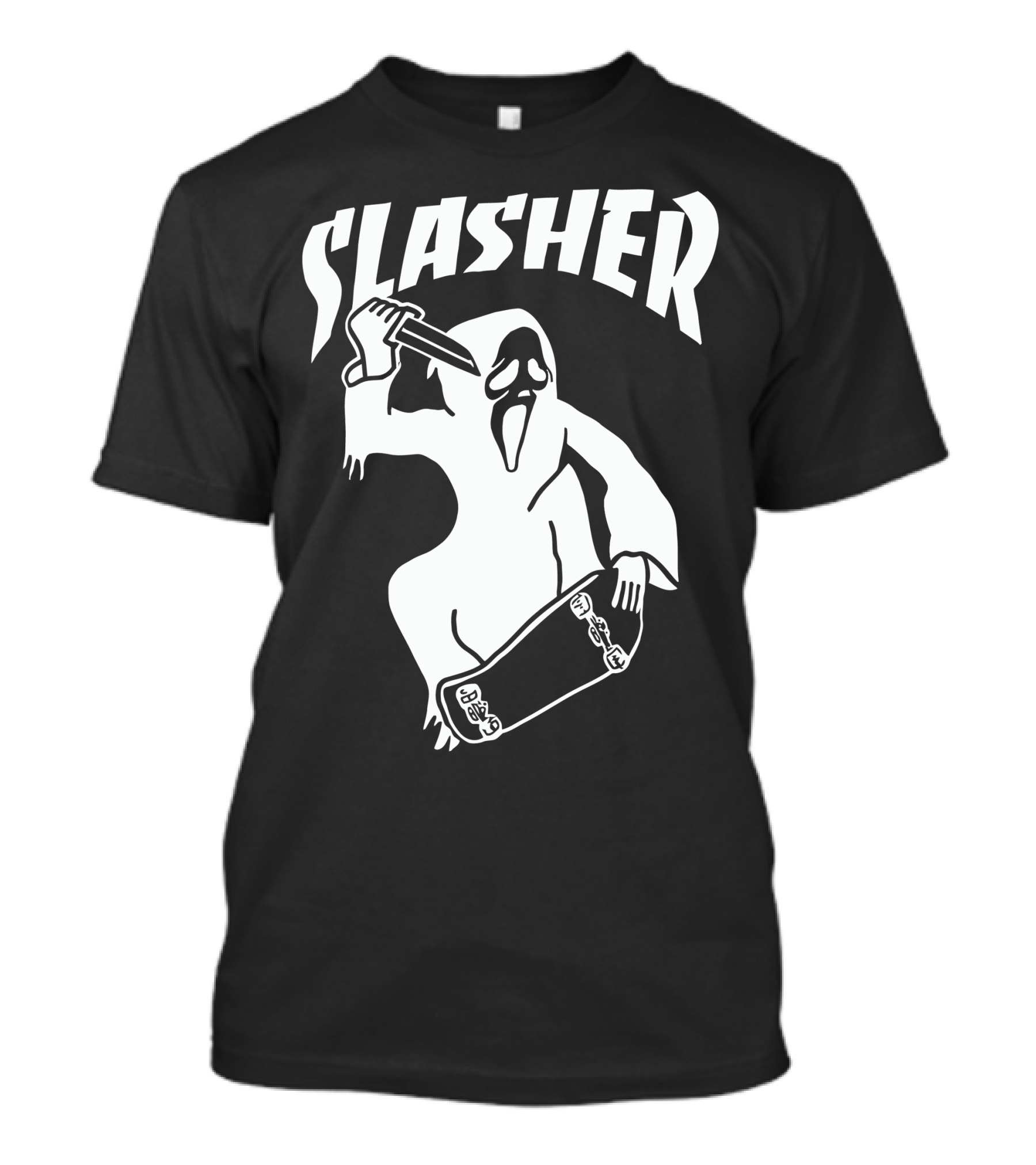 Slasher Skateboard Ghost Mask Knife T-Shirt