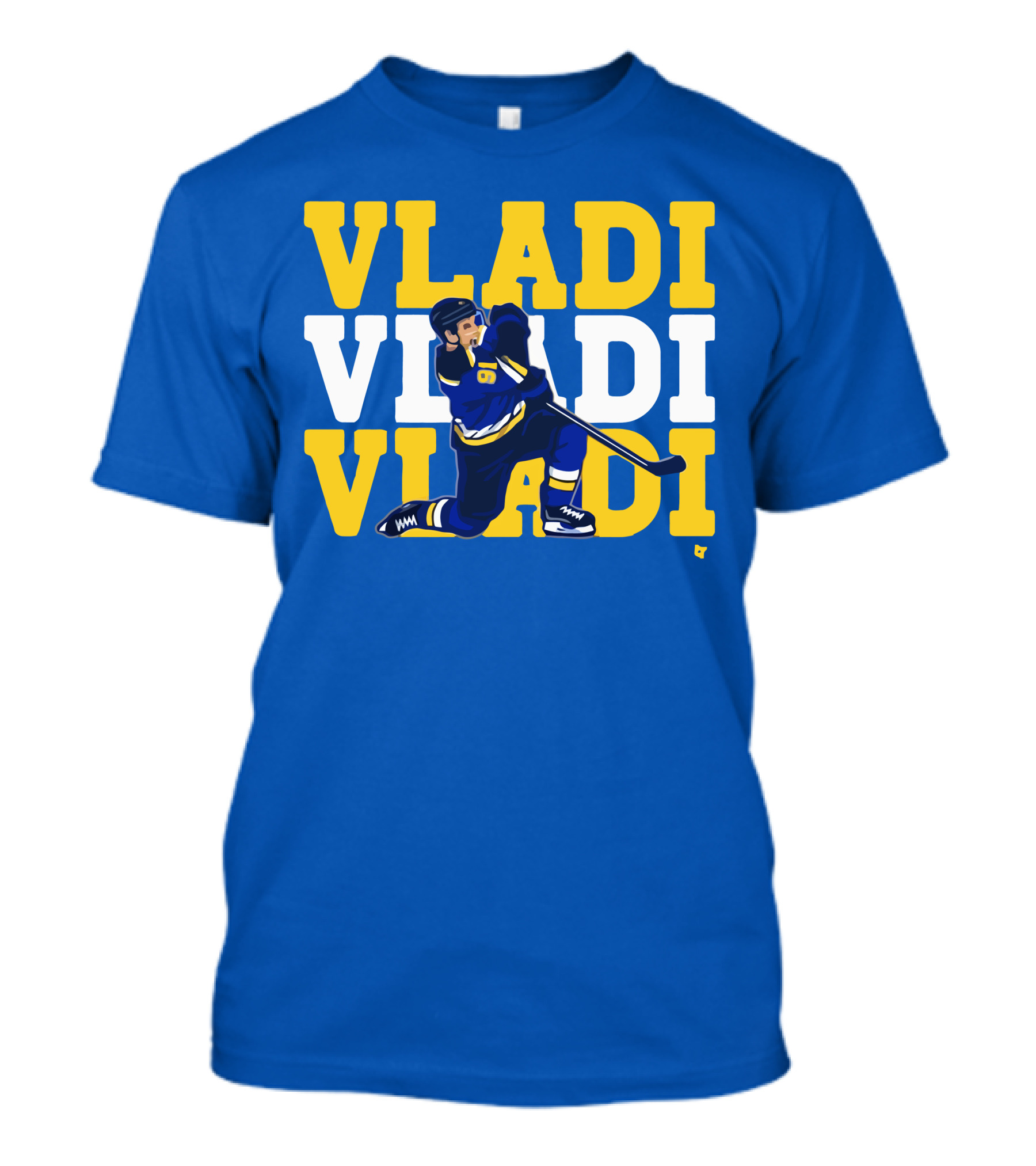 VLADI Chant Hockey Player In Blue And Yellow With Number 91 T-Shirt