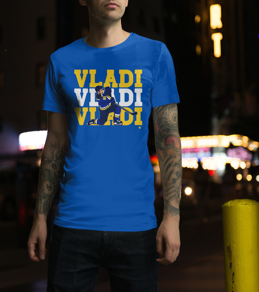 VLADI Chant Hockey Player In Blue And Yellow With Number 91 T-Shirt