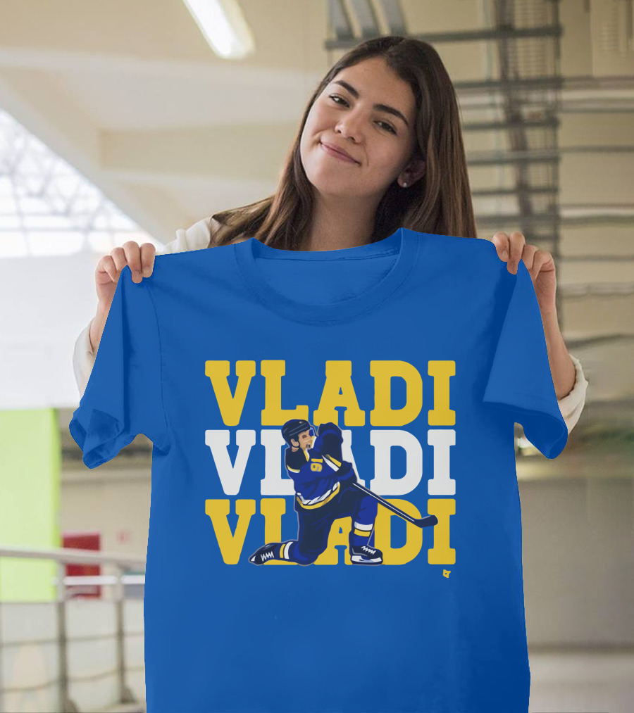 VLADI Chant Hockey Player In Blue And Yellow With Number 91 T-Shirt