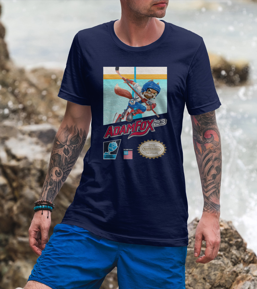 Adam Fox 23 Hockey USA Bluebirds Breakaway Seal Of Quality Team Winner T-Shirt