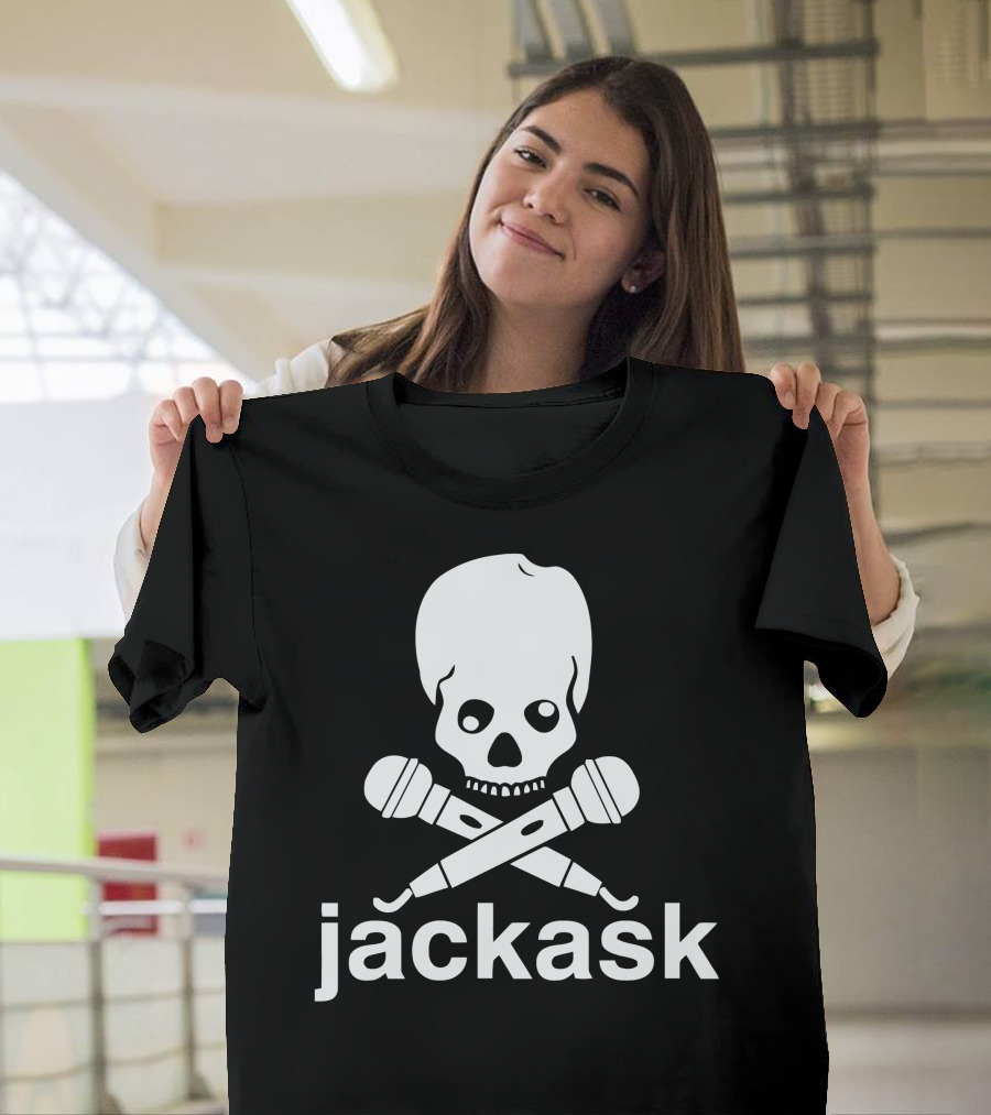 jackask Jacksfilms Skull and Microphones T-Shirt