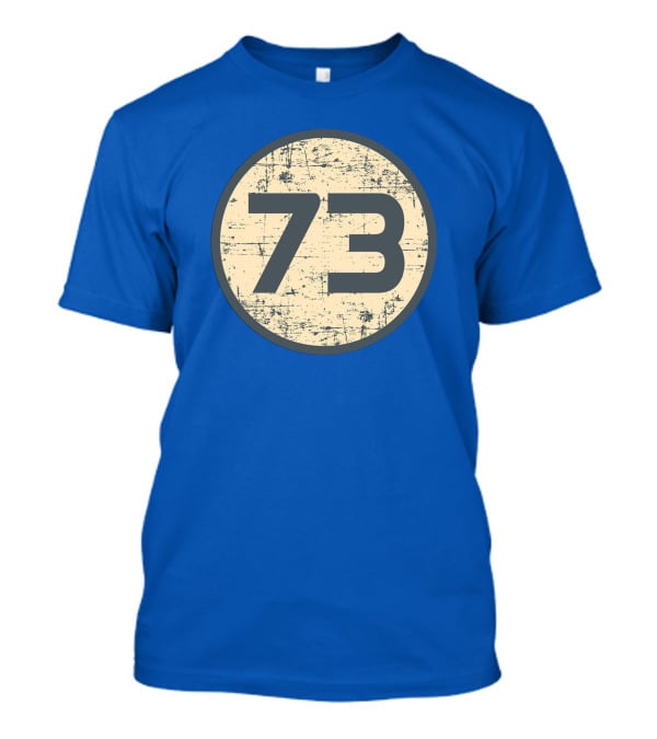 Big Bang Theory Sheldon Cooper 73 Vintage Distressed Blue Circle T-Shirt