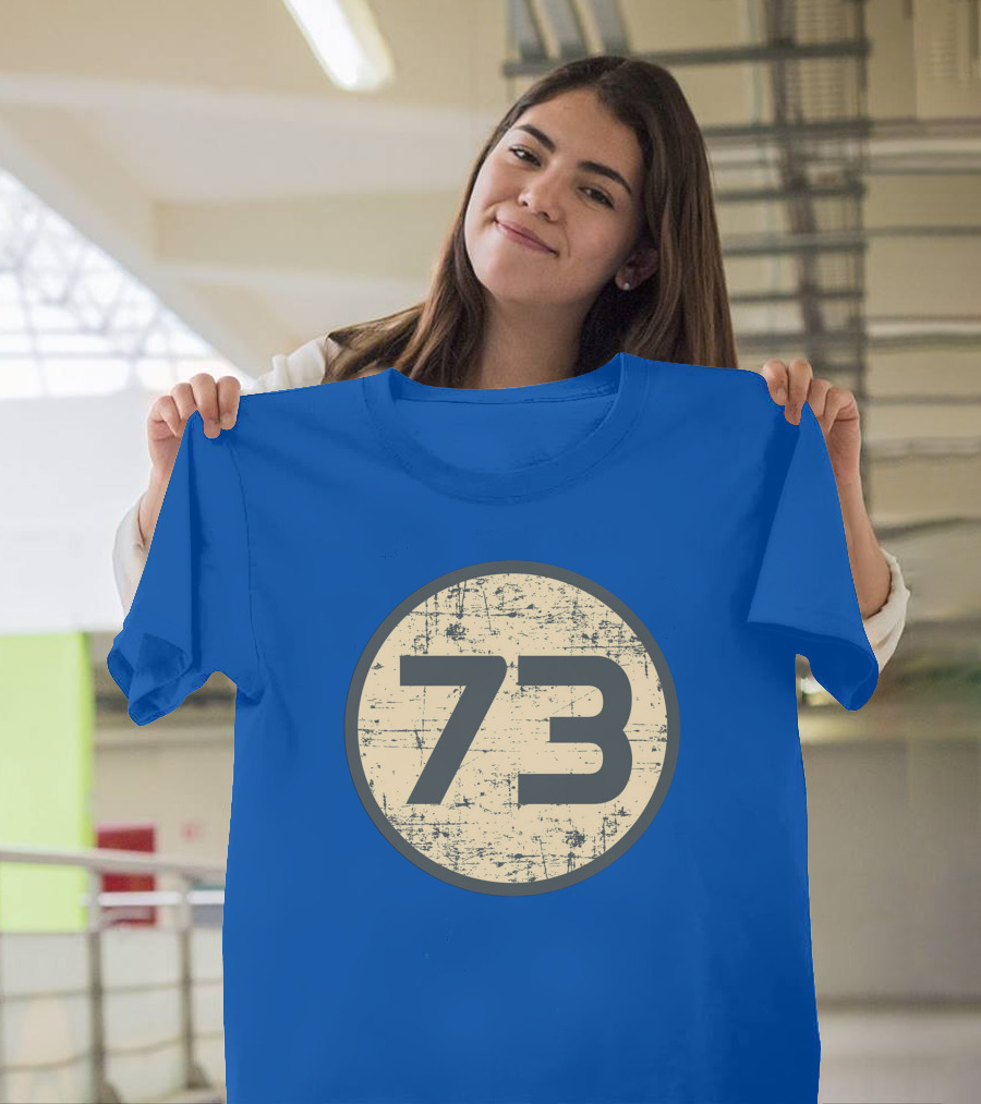 Big Bang Theory Sheldon Cooper 73 Vintage Distressed Blue Circle T-Shirt