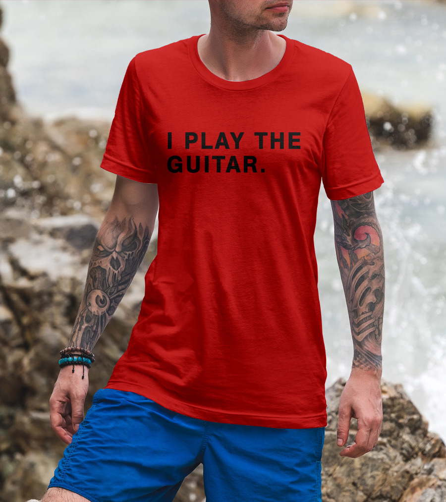I Play The Guitar Bold Red T-Shirt