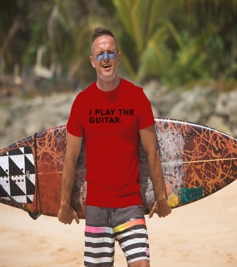 I Play The Guitar Bold Red T-Shirt