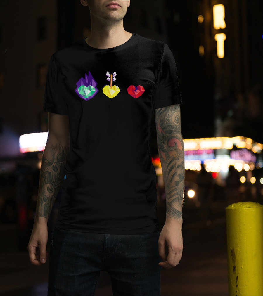 Grian 3 Lives Geometric Hearts With Flame Arrow And Broken T-Shirt
