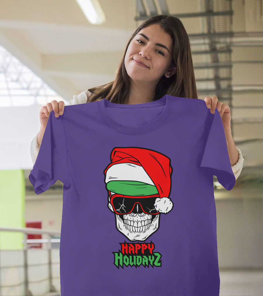 Matt Cardona Happy Holidayz Skull Santa Hat T-Shirt