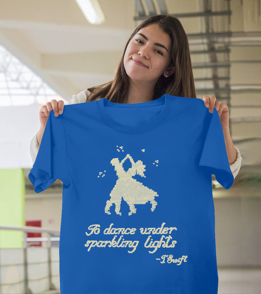 To Dance Under Sparkling Lights T Swift Christmas Tree Farm Blue T-Shirt