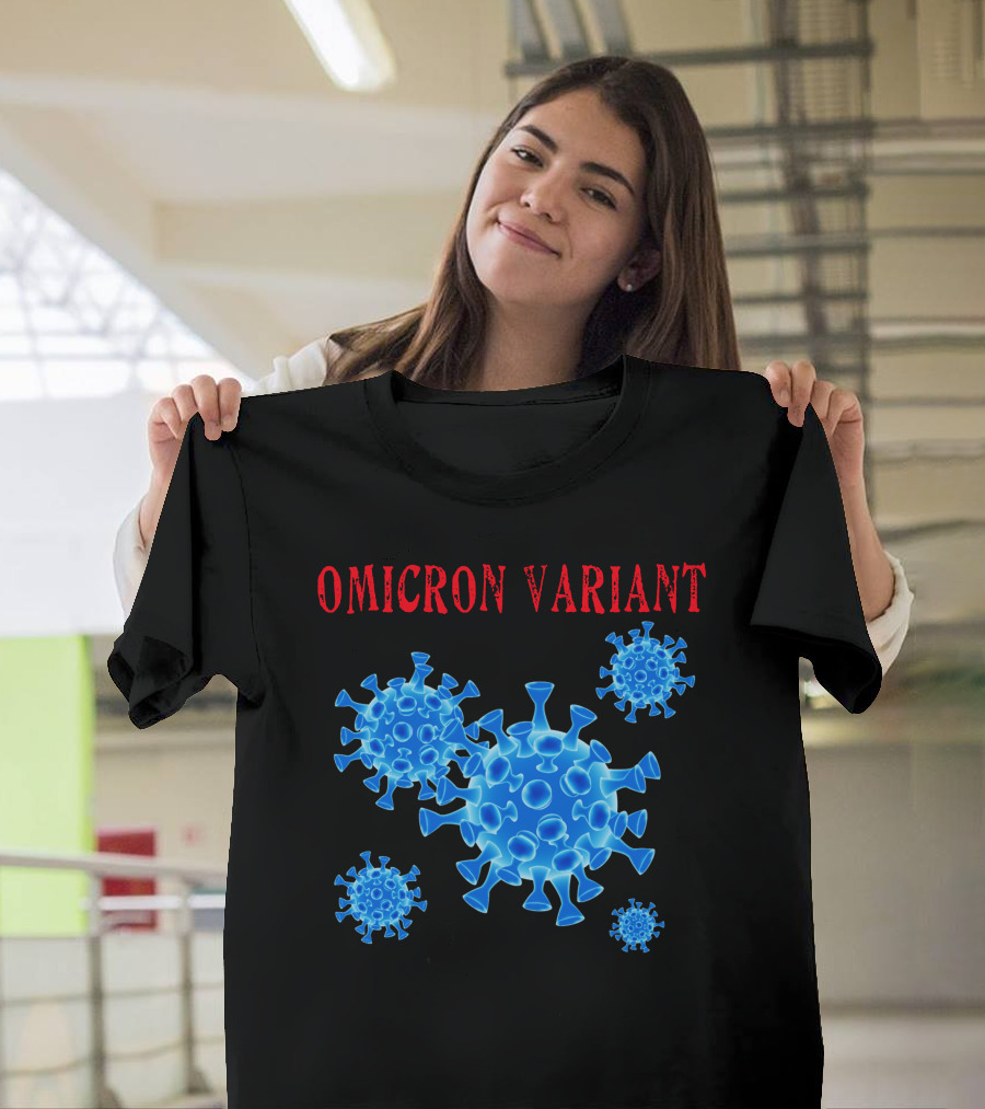 Omicron Variant Virus Graphic Blue Molecular Structure T-Shirt