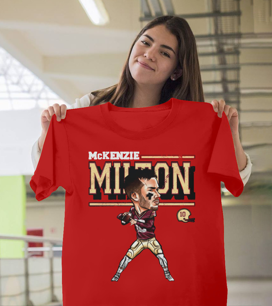 MCKENZIE MILTON FOOTBALL PLAYER CARTOON WITH HELMET NUMBER 10 T-Shirt