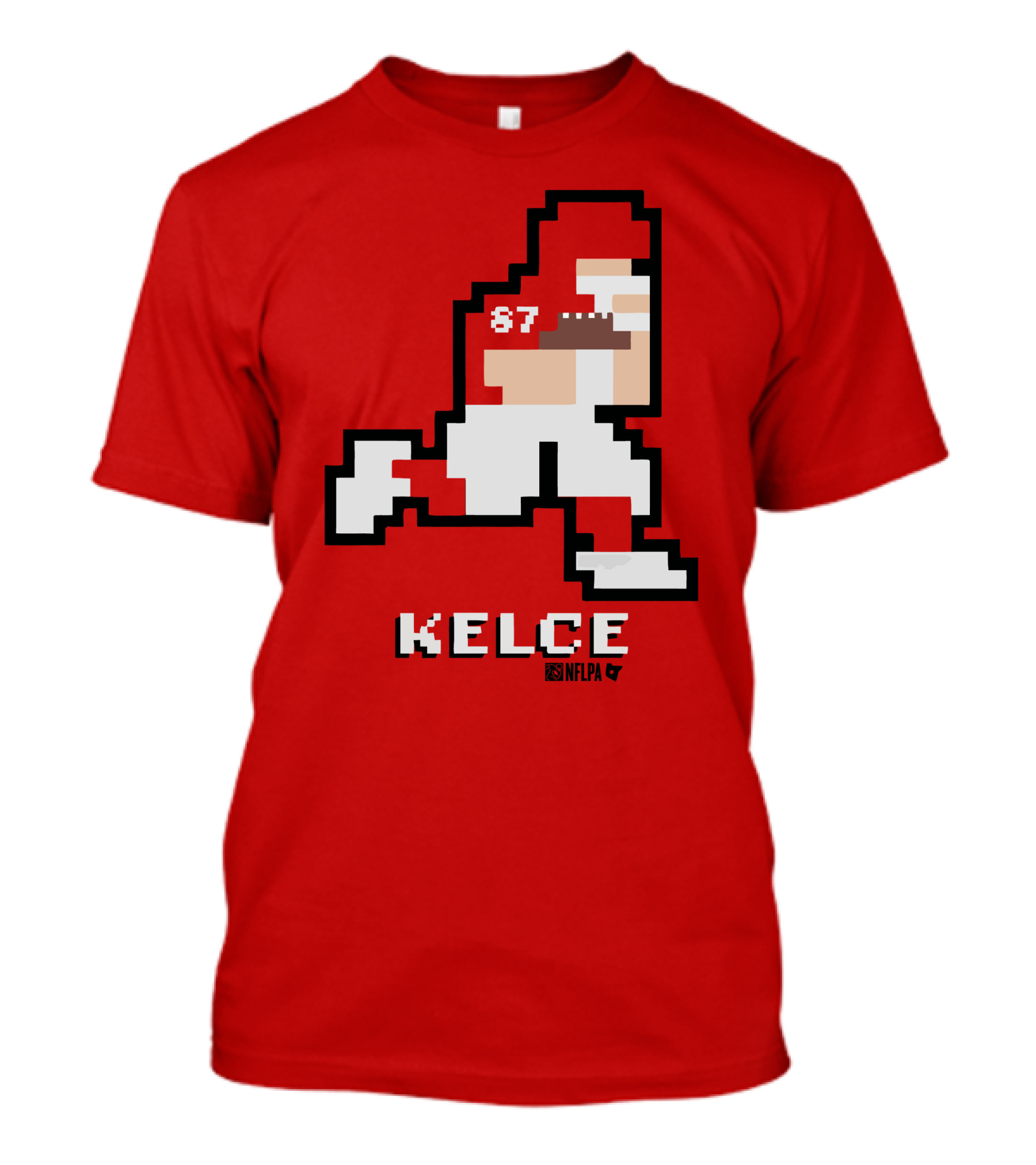 Kelce 87 NFLPA 8 Bit Retro Football Red T-Shirt