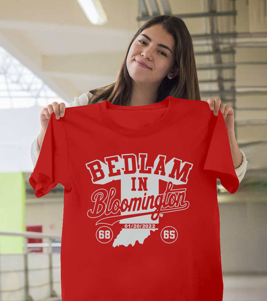 Bedlam in Bloomington 68-65 Indiana Map 01/20/2022 T-Shirt
