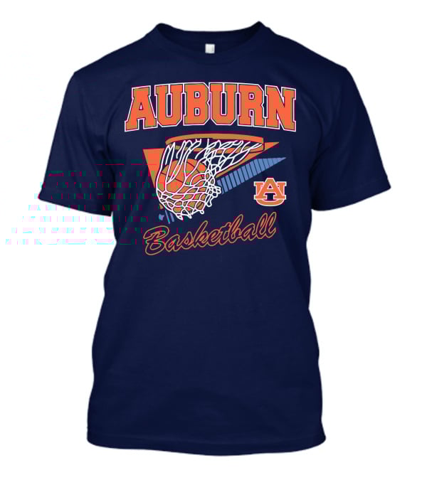 Auburn Basketball Retro Style Net And Ball T-Shirt