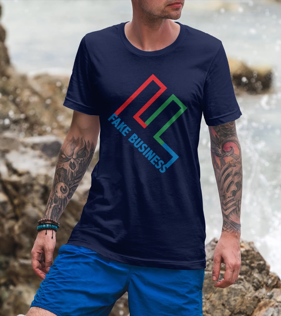 Fake Business Logo With Red Green Blue Lines T-Shirt