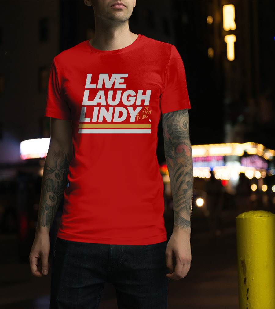 Elias Lindholm Live Laugh Lindy Bold Red Text With Signature T-Shirt