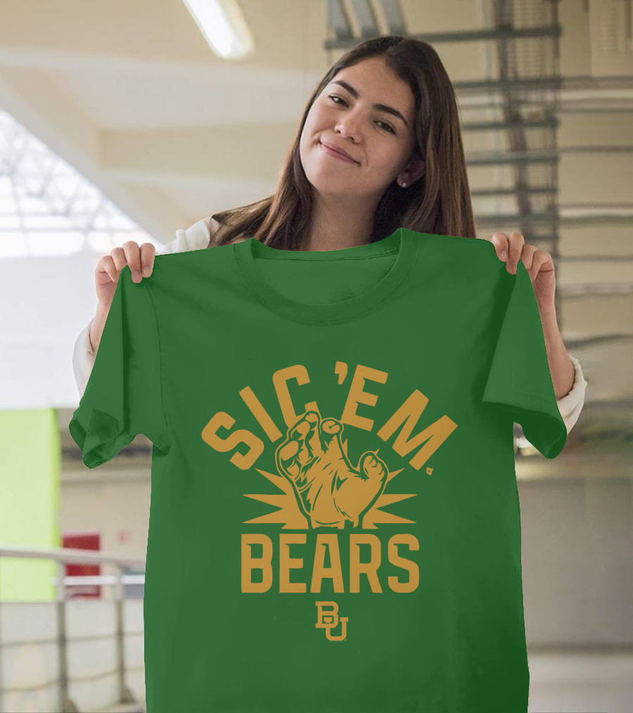 Sic 'Em Bears BU Baylor Paw Green Gold T-Shirt