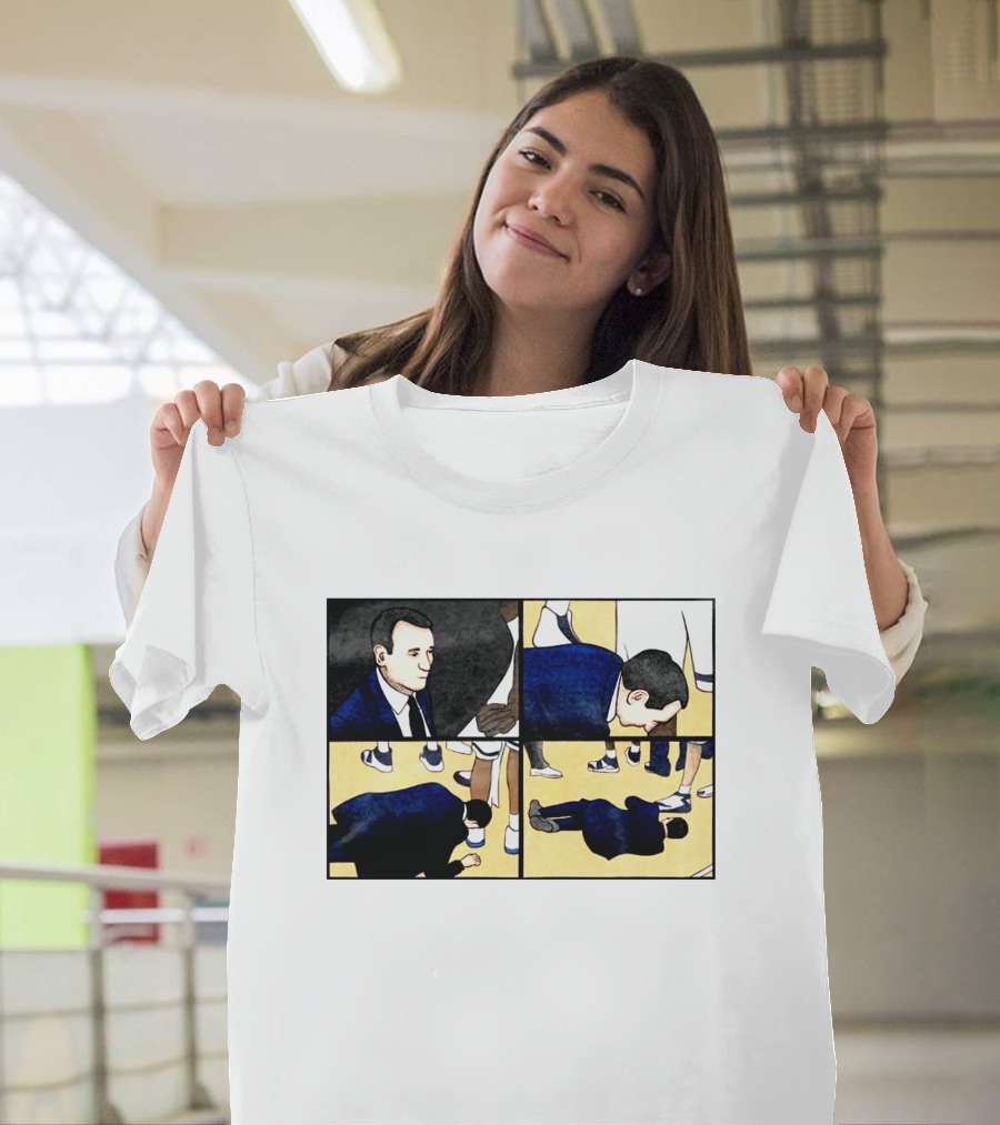 Collapse Basketball Comic Coach On Court Scene T-Shirt
