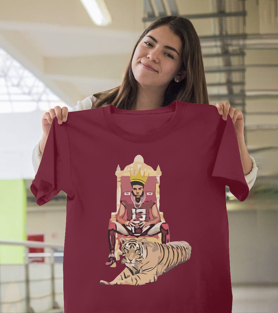 Jordan Travis College King Football Throne With Crown And Tiger T-Shirt