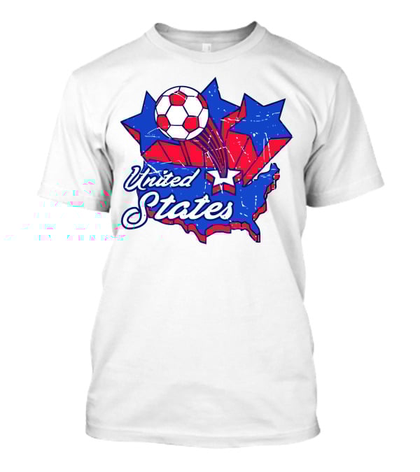 United States Soccer Vintage Map Stars And Ball T-Shirt