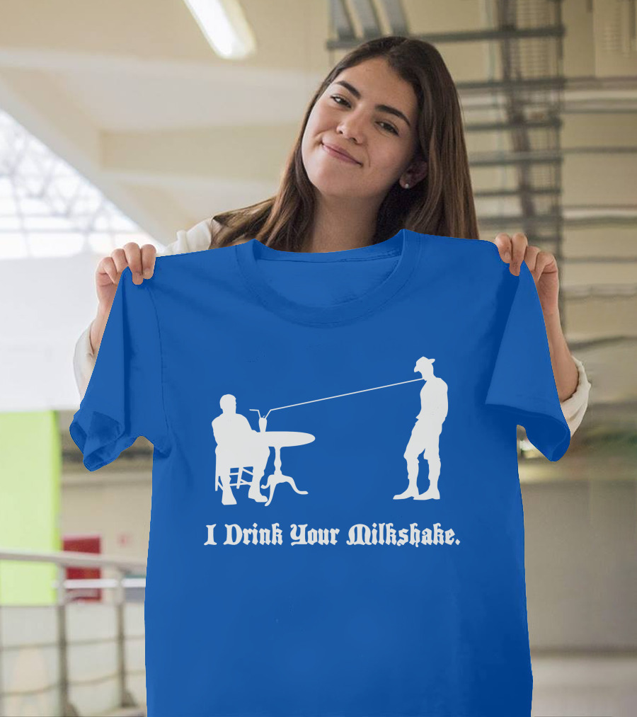 I Drink Your Milkshake Vintage Silhouette Blue T-Shirt