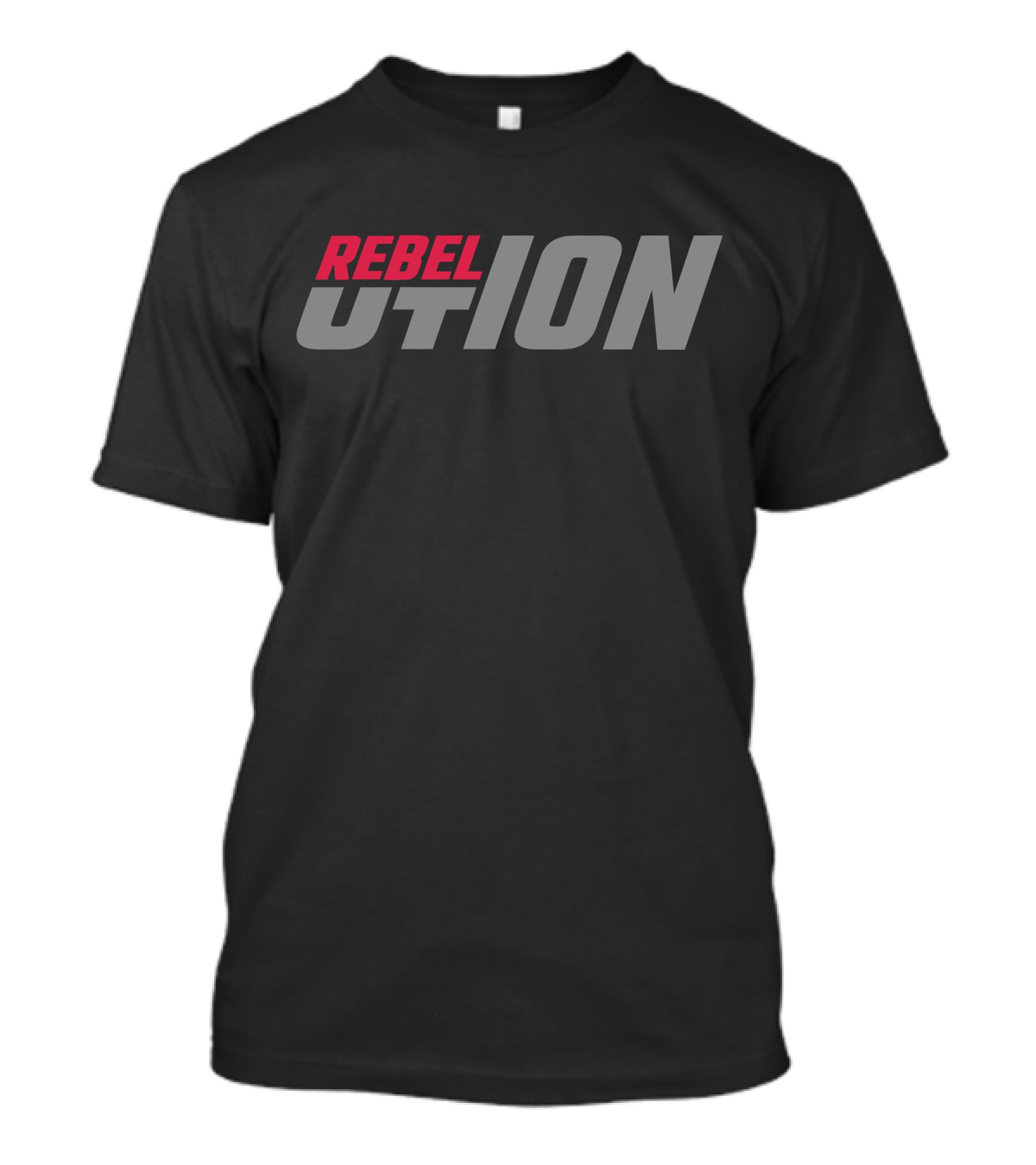 REBEL UTION Bold Red And Gray Text T-Shirt