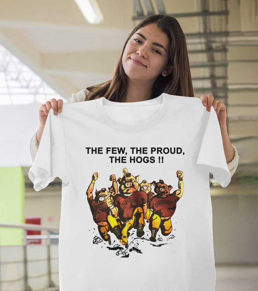 The Few The Proud the Hogs Superhogs Running Cartoon Group T-Shirt