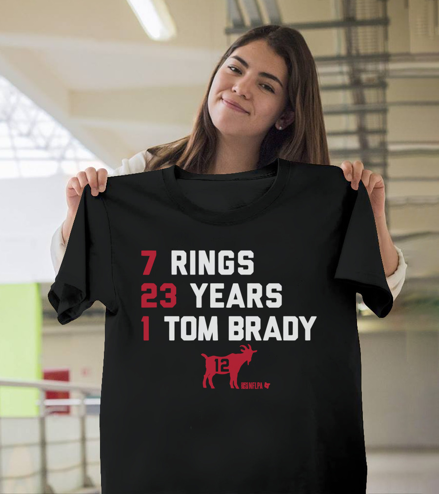 7 Rings 23 Years 1 Tom Brady NFLPA GOAT 12 T-Shirt