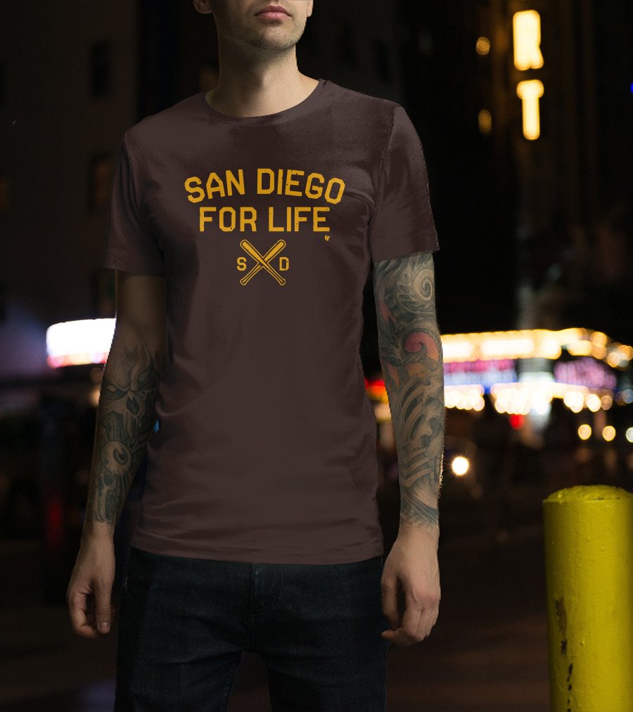 San Diego For Life SD Crossed Baseball Bats T-Shirt