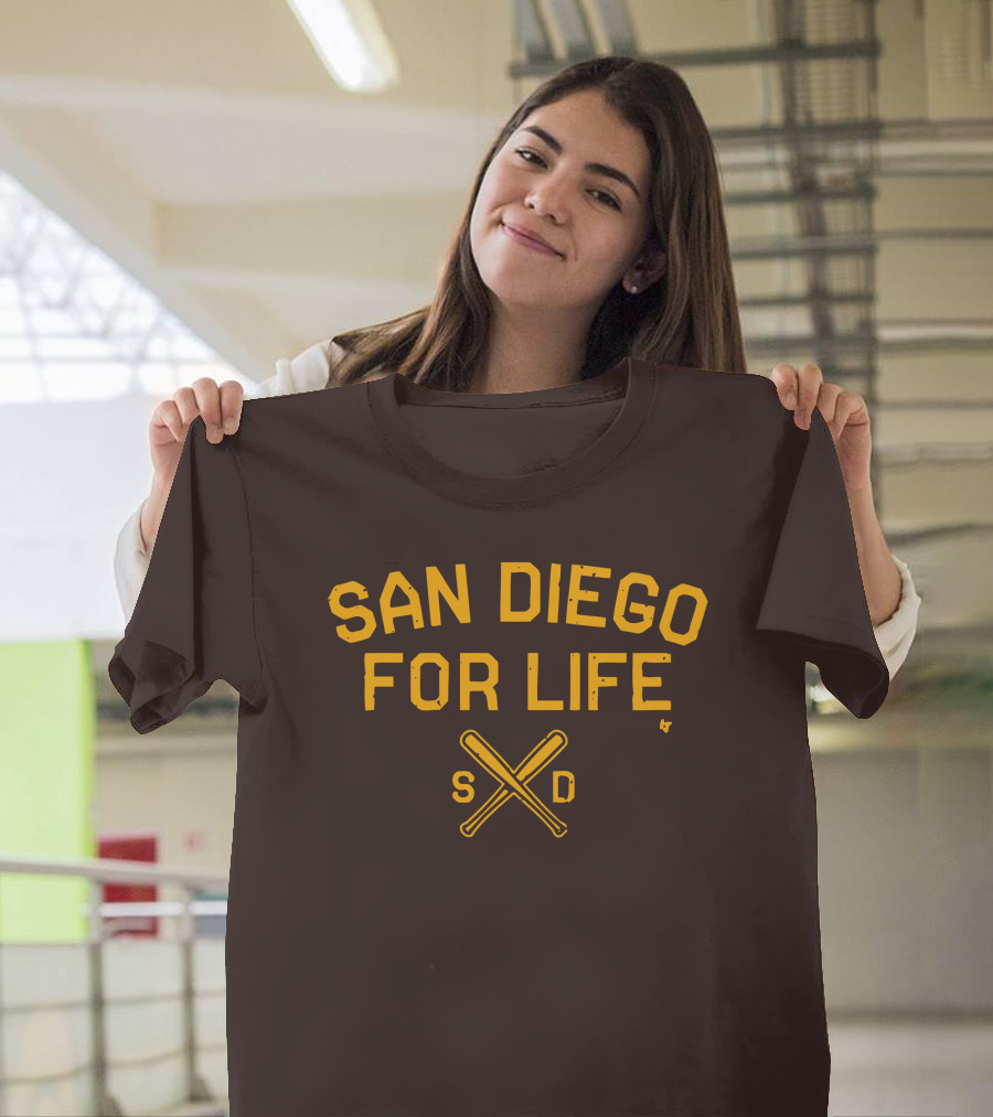 San Diego For Life SD Crossed Baseball Bats T-Shirt