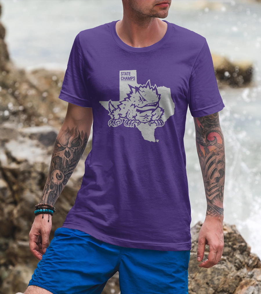 TCU State Champs Texas Horned Frog Outline T-Shirt