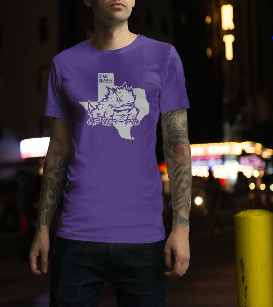 TCU State Champs Texas Horned Frog Outline T-Shirt