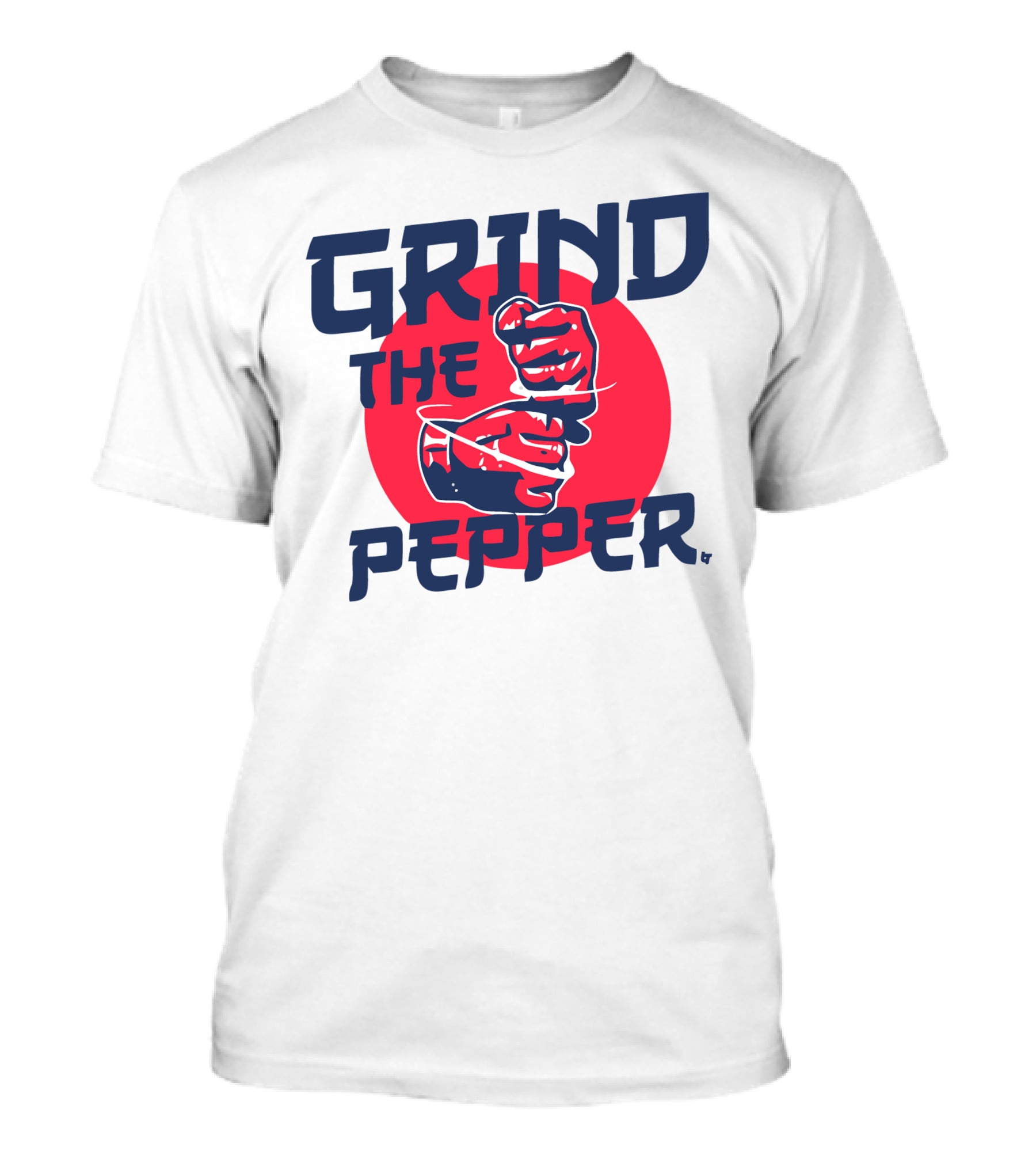 Grind The Pepper Japan Hand Gesture Red Circle Background T-Shirt