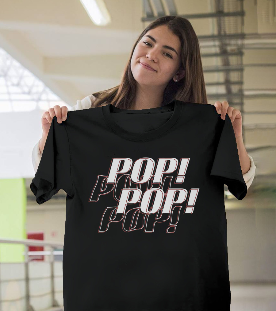POP POP Bold Retro Shadowed Text T-Shirt