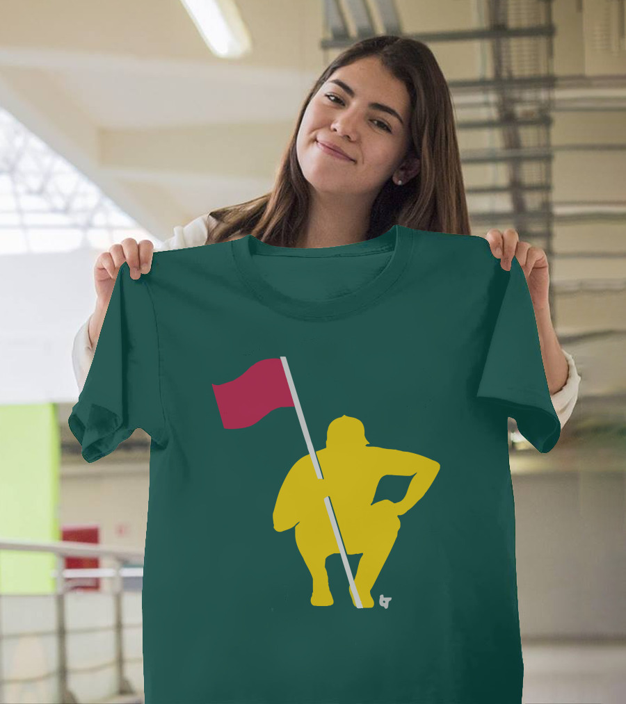 The Caddie Network April in Georgia Crouching Golfer with Red Flag T-Shirt
