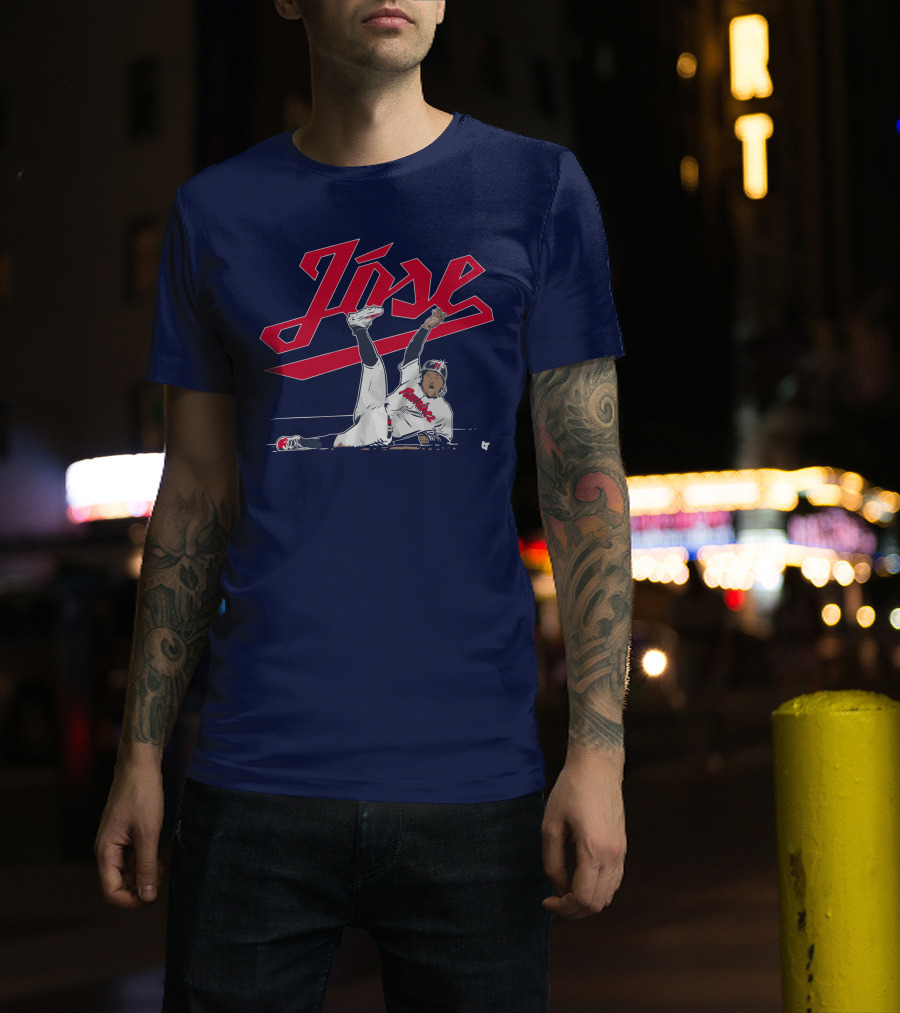 José Ramírez Slide Illustration With Cleveland Baseball Inspiration T-Shirt