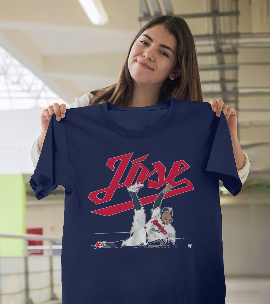 José Ramírez Slide Illustration With Cleveland Baseball Inspiration T-Shirt