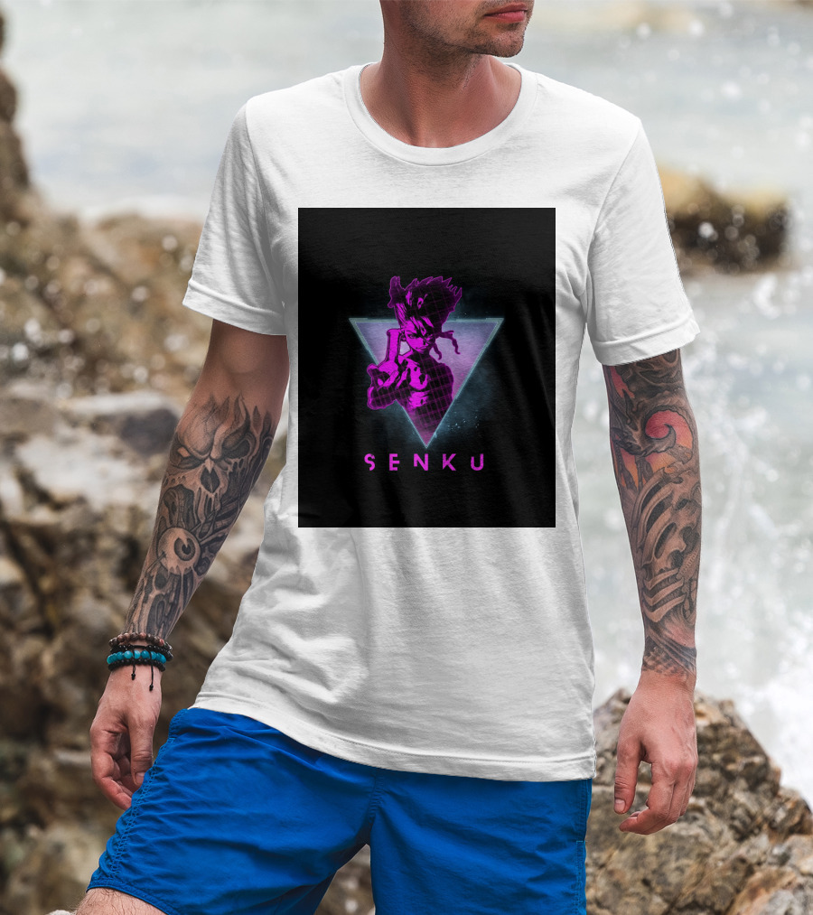 Senku Ishigami Neon 80s Retro Aesthetic Dr Stone Anime T-Shirt