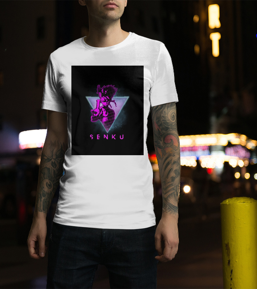 Senku Ishigami Neon 80s Retro Aesthetic Dr Stone Anime T-Shirt