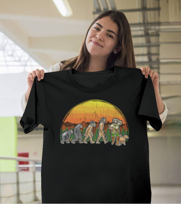 Duck Hunter Goose Grouse Hunting Evolution Sunset Silhouette With Dog T-Shirt