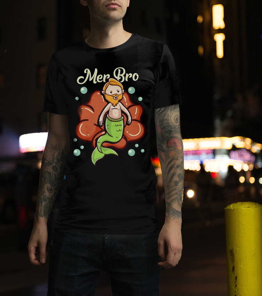 Merbro Merman Brother Of Mermaid Swimming Dad Security T-Shirt