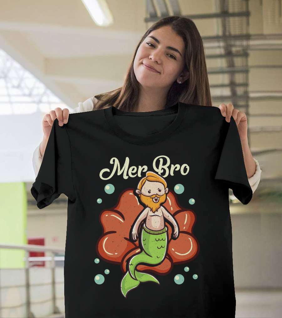 Merbro Merman Brother Of Mermaid Swimming Dad Security T-Shirt