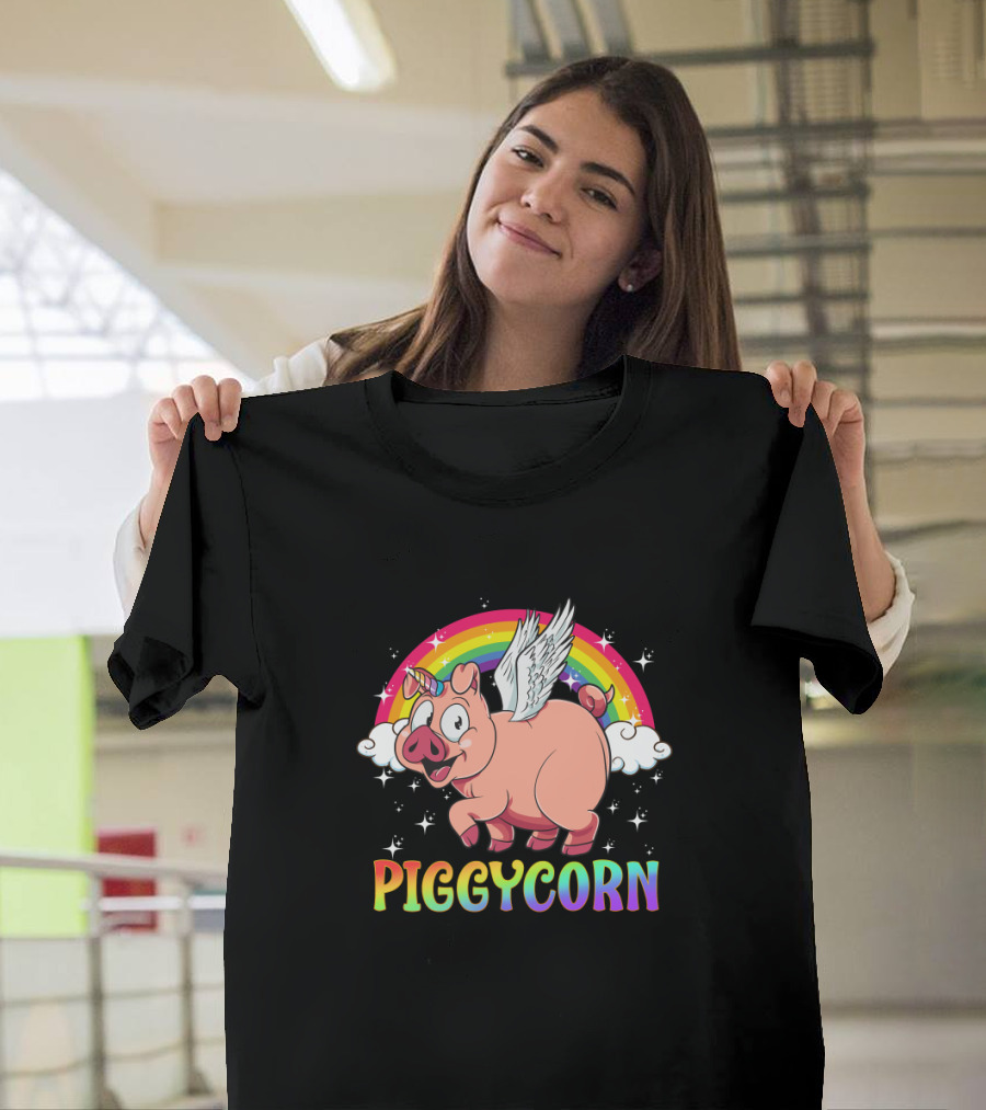 Piggycorn Flying Pig Unicorn Rainbow Farm Animal Magical Creature T-Shirt