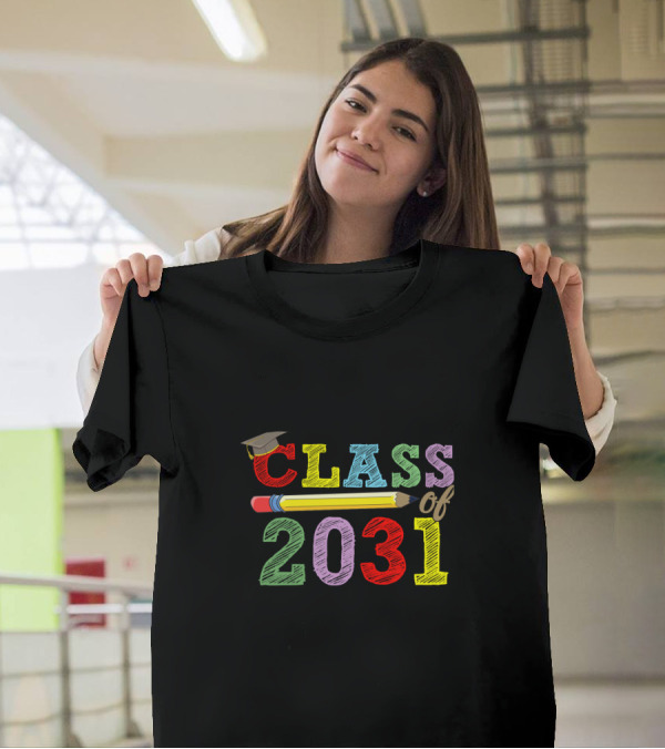 Class Of 2031 First Day Of School Teacher Grow With Me T-Shirt