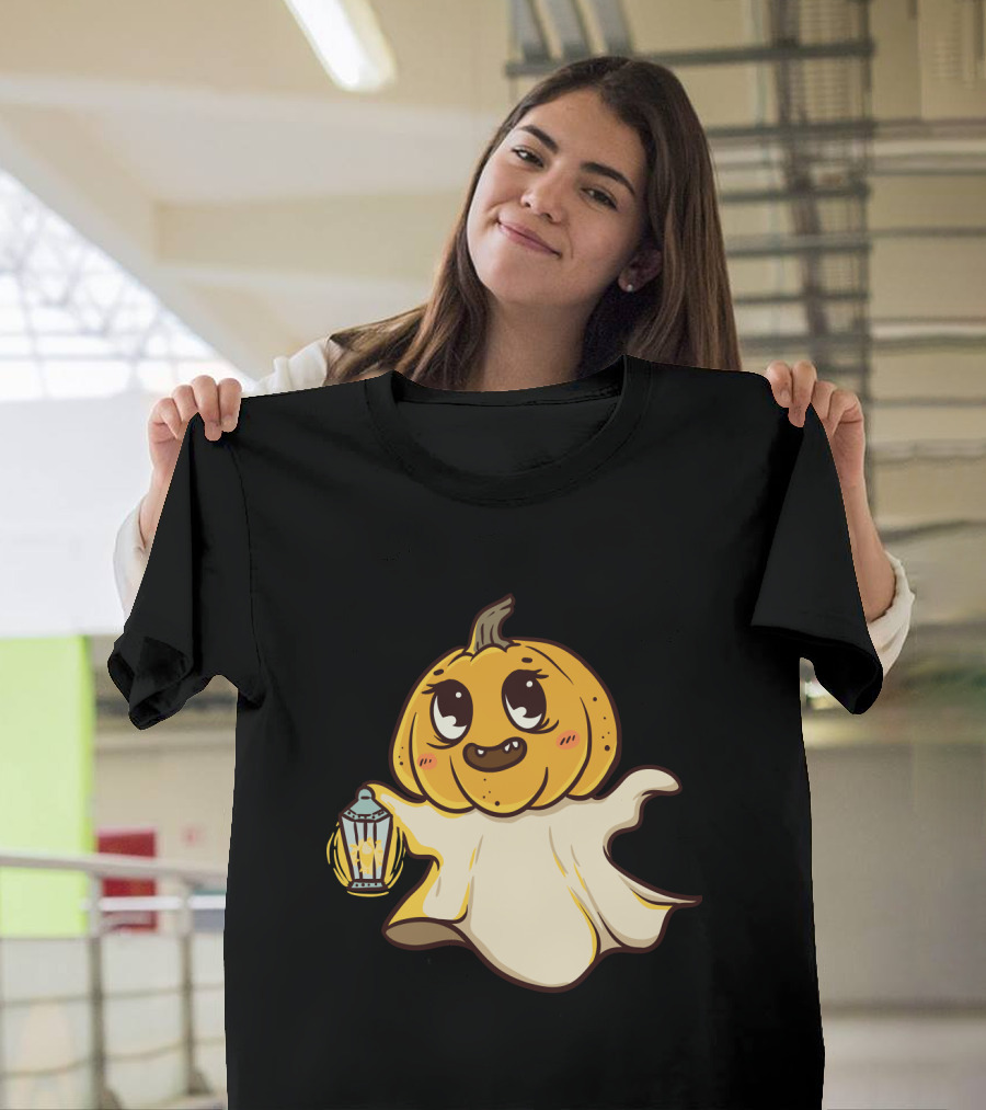 Ghost Pumpkin Kawaii Lantern-Faced Jack O' Lantern T-Shirt