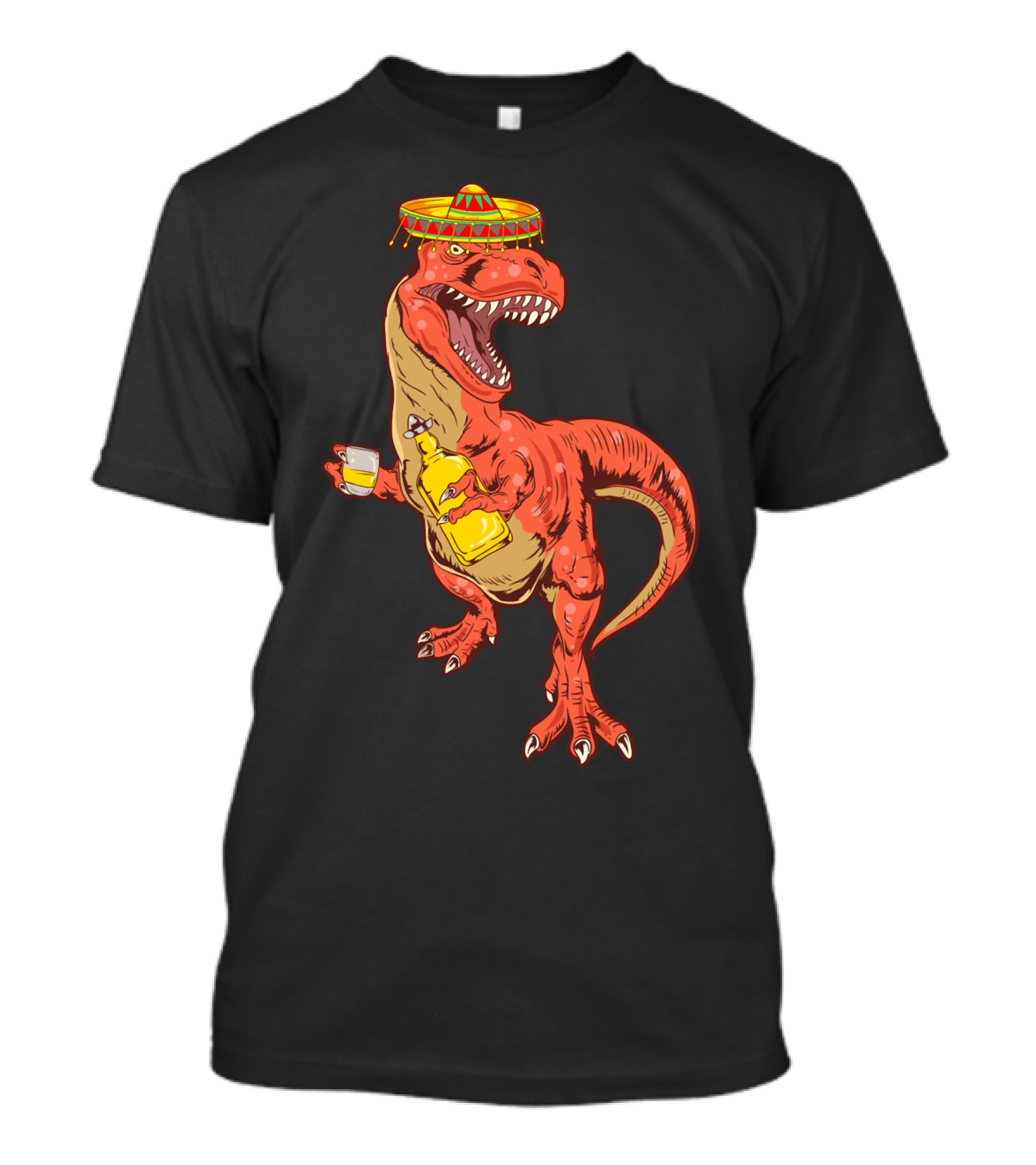 Tequilasaurus Rex Dinosaur Tequila Drinking Team Sombrero Fiesta T-Shirt