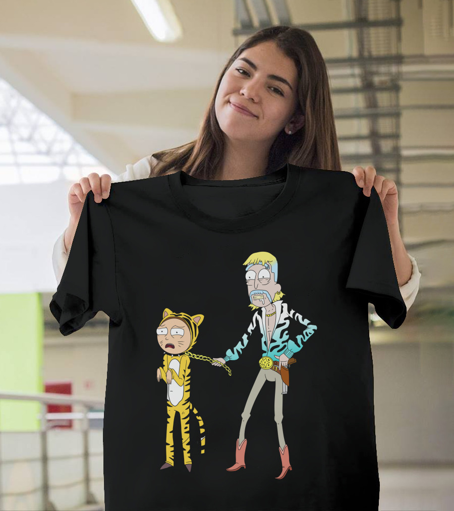 Rick And Morty Joe Exotic Tiger King Parody Character Mashup T-Shirt