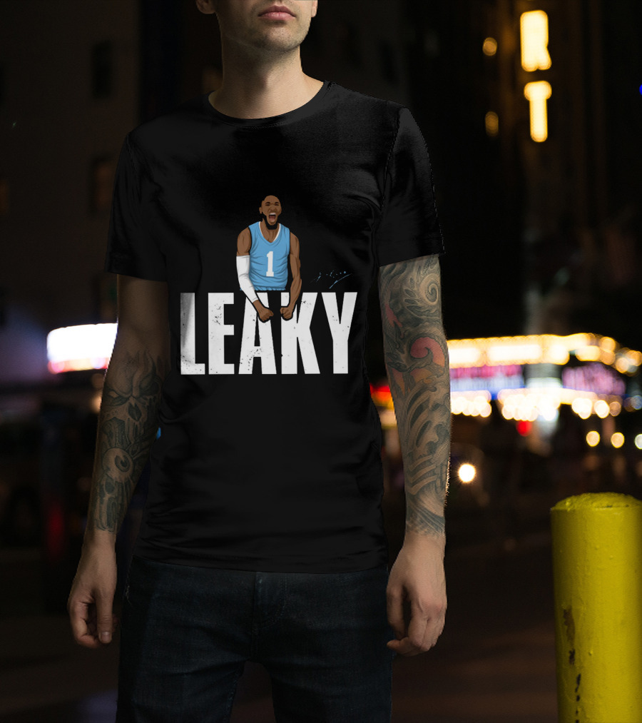 Leaky Black Number 1 Jersey Graphic Blue Basketball T-Shirt