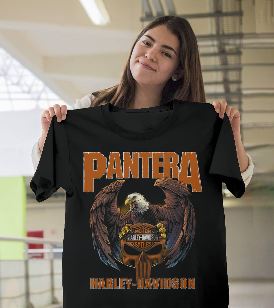 Pantera Eagle With Harley Davidson Motorcycles Iconic Symbol T-Shirt